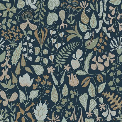Herbarium Wallpaper - Blue