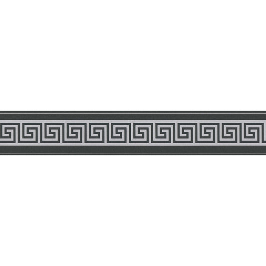 Metallic Meander Border - Black and Silver - Self Adhesive
