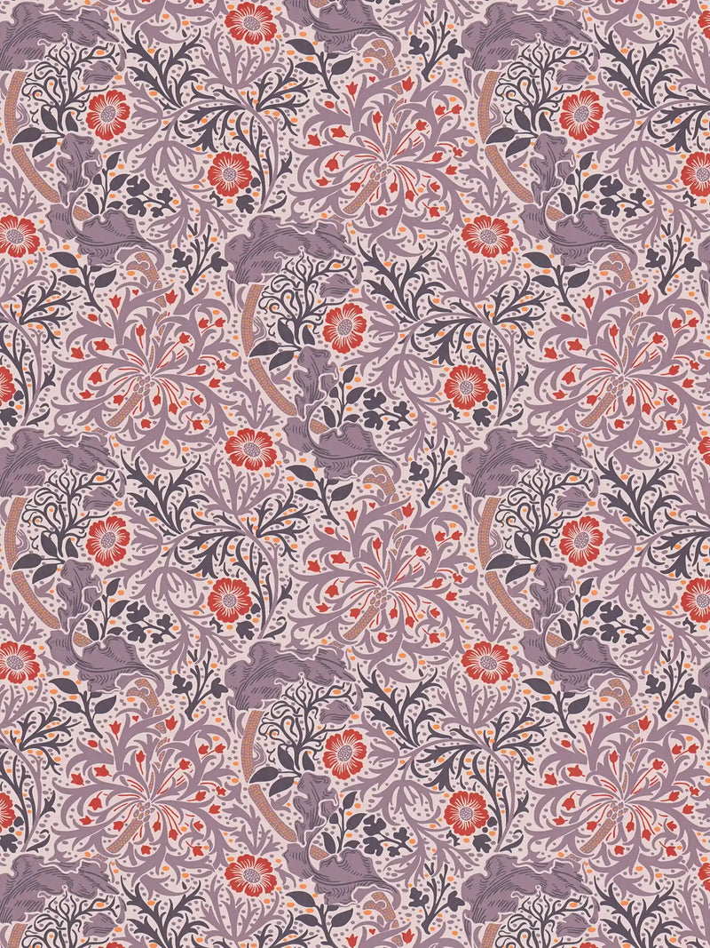Sample - Seaweed Wallpaper - Red/Purple
