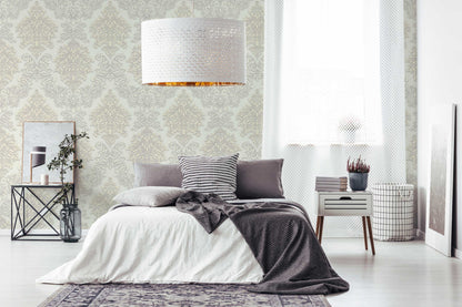 Two Toned Damask Wallpaper - Cream