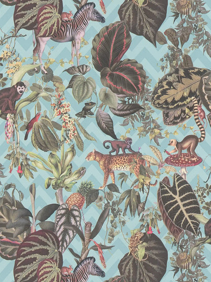Living Jungle Chevron Wallpaper - Blue