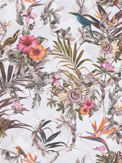 Hibiscus Haven – Crane & Bloom Wallpaper – Natural Stone