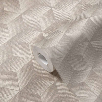 Modern Cubes - Geometric Wallpaper - Greige