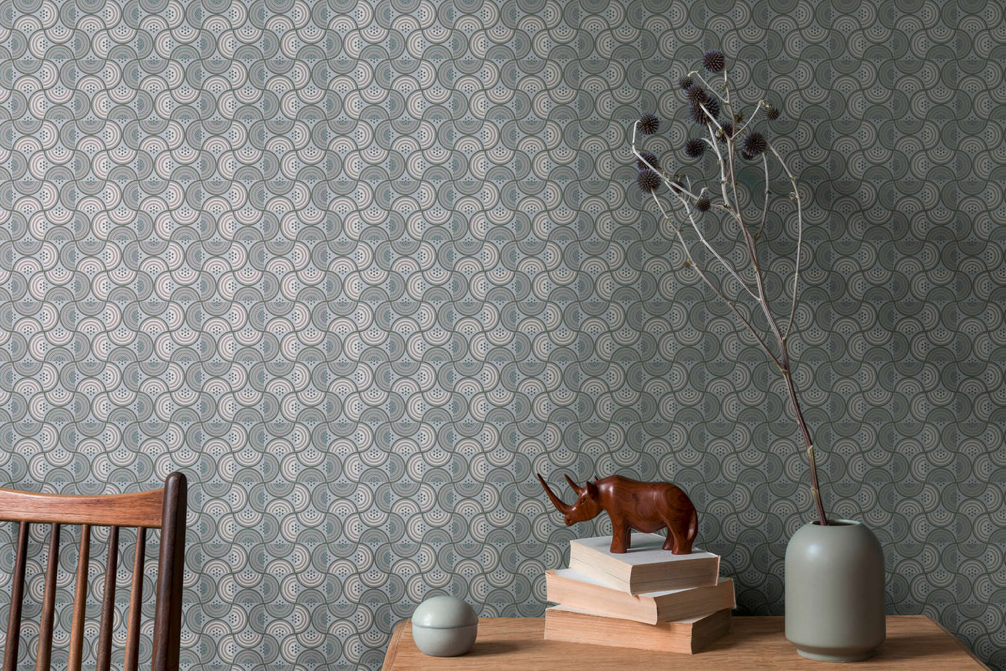 Baroque Pattern II Wallpaper - Grey