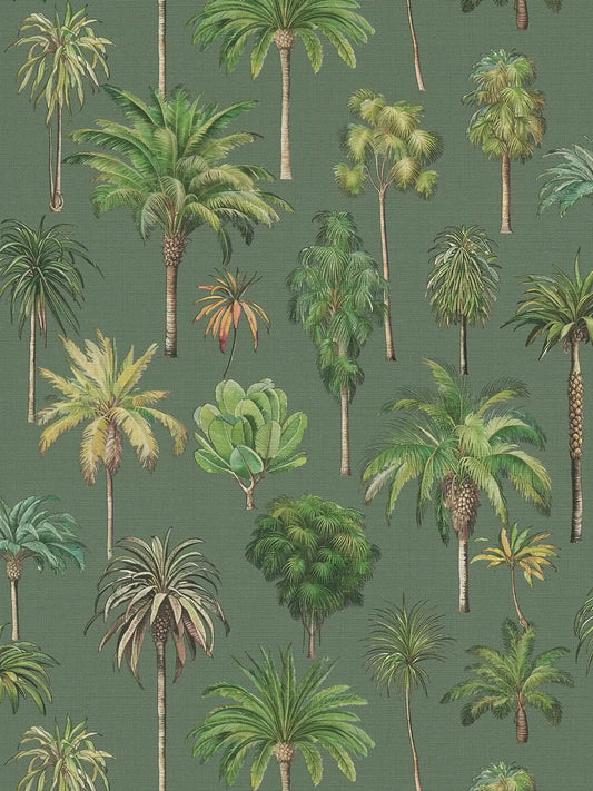 Riviera Palm Tree wallpaper in green – flat pattern
