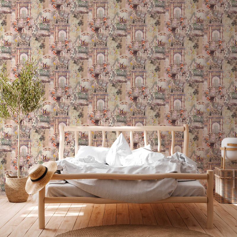 Echoes of Heritage - Vintage Wallpaper - Beige