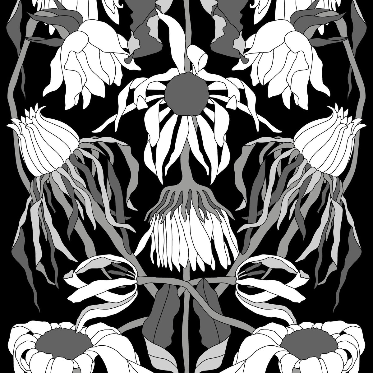 Withered Flowers Wallpaper by Studio Job - Black