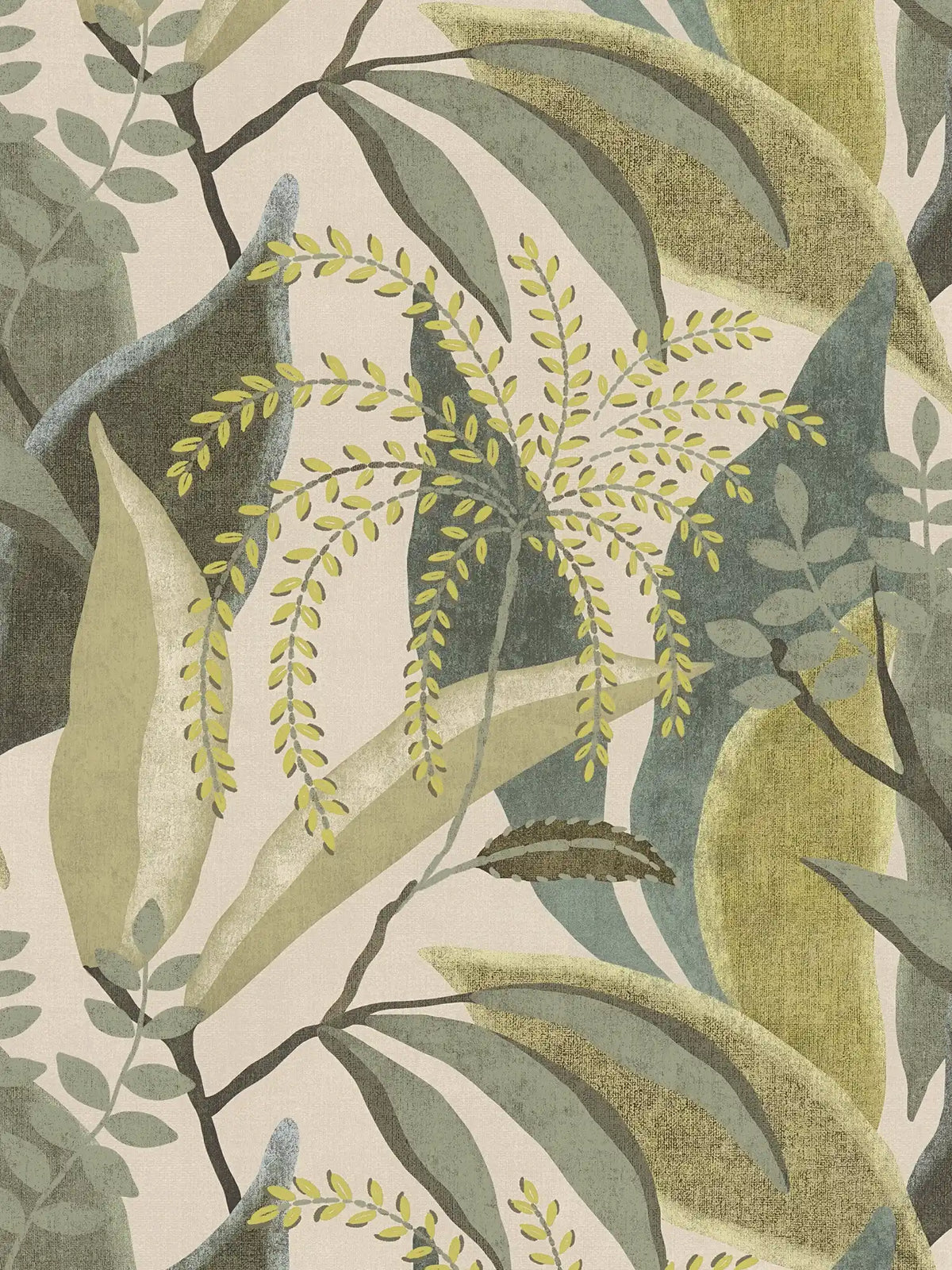 Fronda Tropical Leaf wallpaper in sage – flat pattern