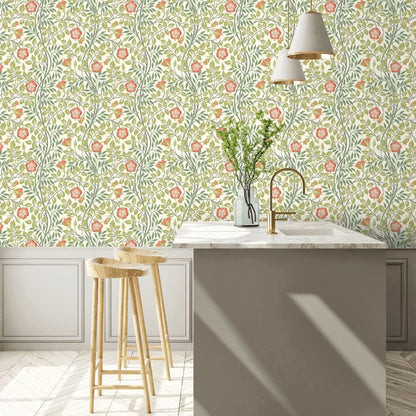 Rosehip Trail Wallpaper - Ohpopsi - Coral Pink