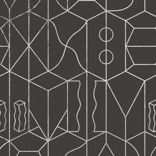 Sample - Never Ending Foil by Suzan Hijink Wallpaper - Silver Brown