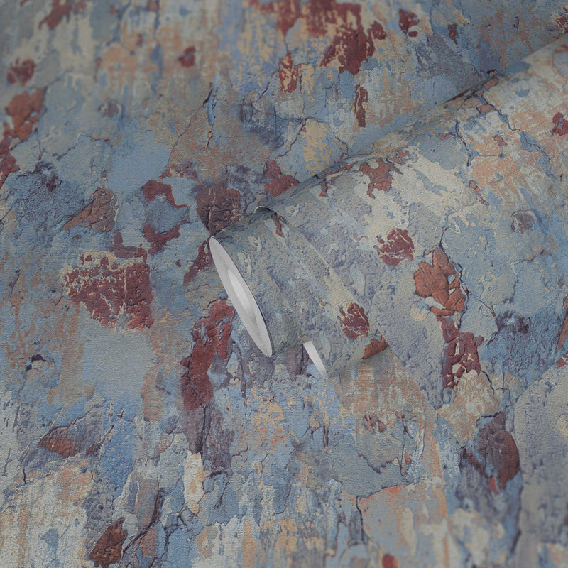 Barcelona Plaster Wallpaper - Beige - Blue - Rust