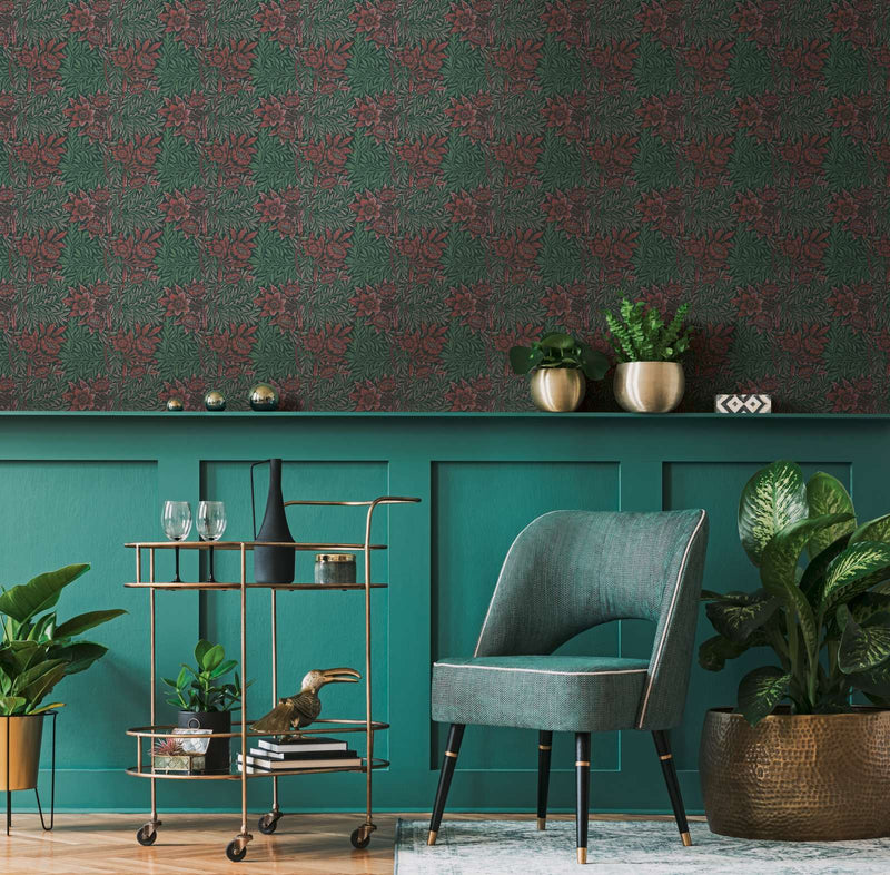 Baroque Floral Wallpaper - Green