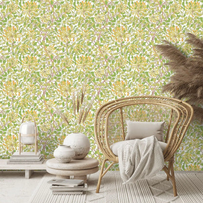 Honeysuckle Leaf Trail Wallpaper - Ohpopsi - Sunshine Yellow
