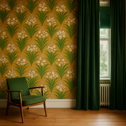 Lila Wallpaper - Customisable - Mustard