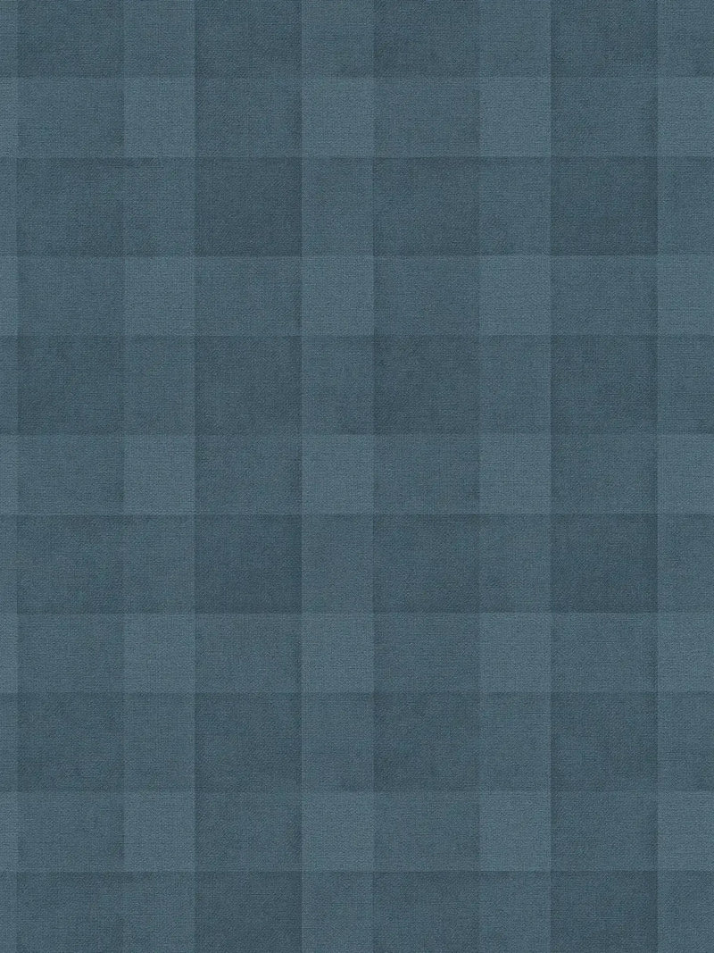 Bistro Plaid - Checkered Wallpaper - Blue