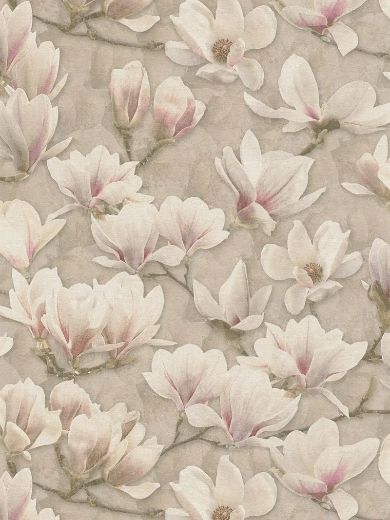 Sample - Magnolia Blossoms - Brown, Pink, White