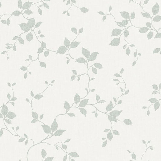 Siri - Floral, Linen-Look Wallpaper - Green