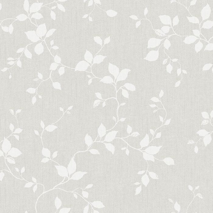 Siri - Floral, Linen-Look Wallpaper - Grey