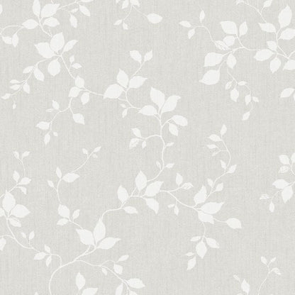Siri - Floral, Linen-Look Wallpaper - Grey