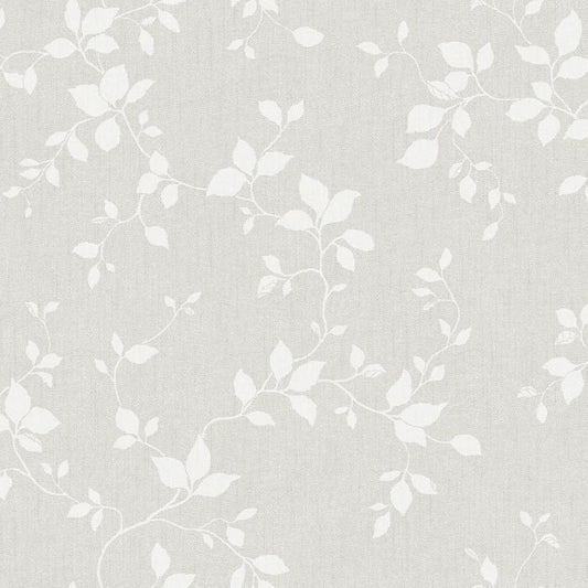 Siri - Floral, Linen-Look Wallpaper - Grey