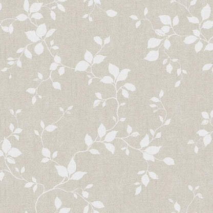 Siri - Floral, Linen-Look Wallpaper - Beige
