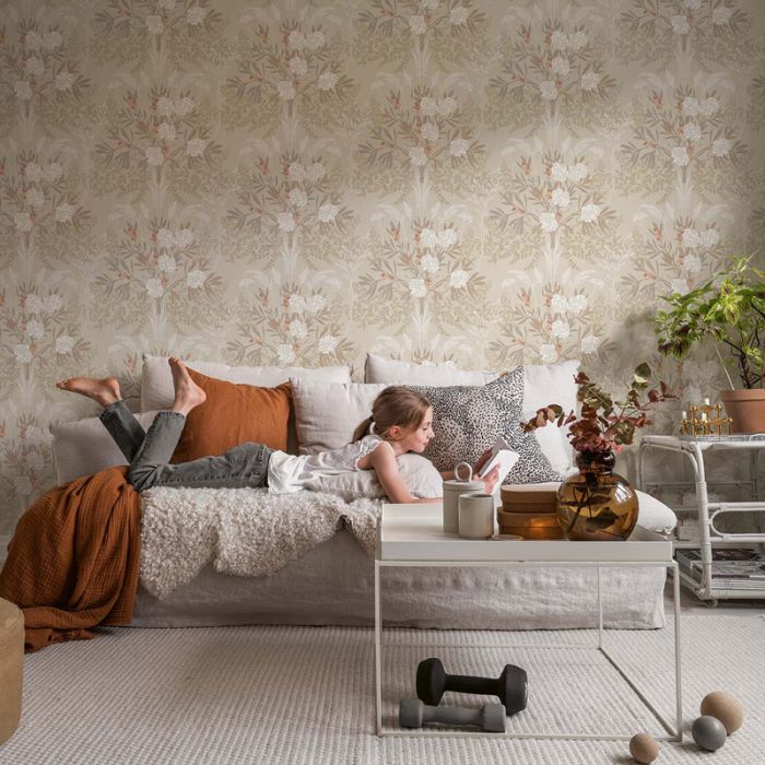 Strandäng -  Coastal Bouquet Wallpaper - Beige
