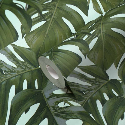Monstera Dreams Wallpaper - Pale Blue