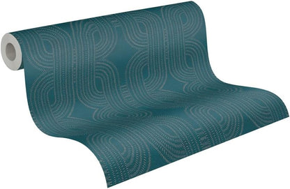 French Affair Wallpaper - Blue Metallic