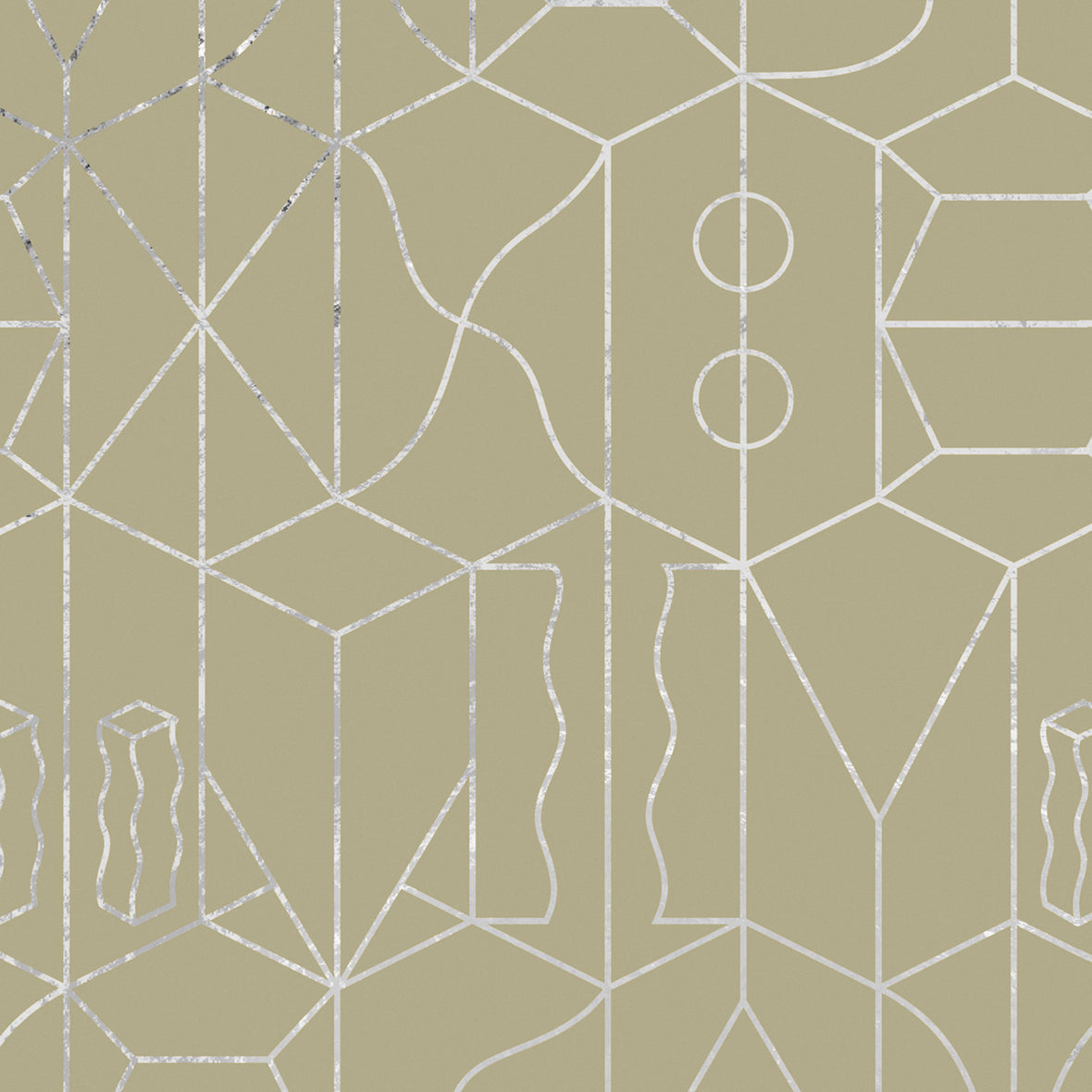 Never Ending Foil by Suzan Hijink Wallpaper - Silver Green