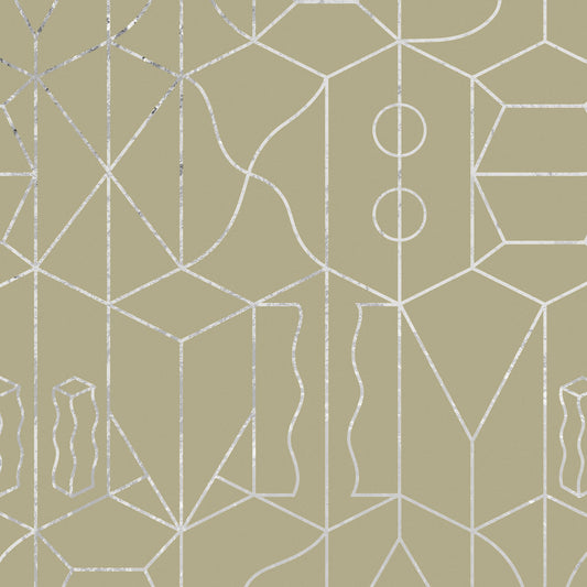 Never Ending Foil by Suzan Hijink Wallpaper - Silver Green
