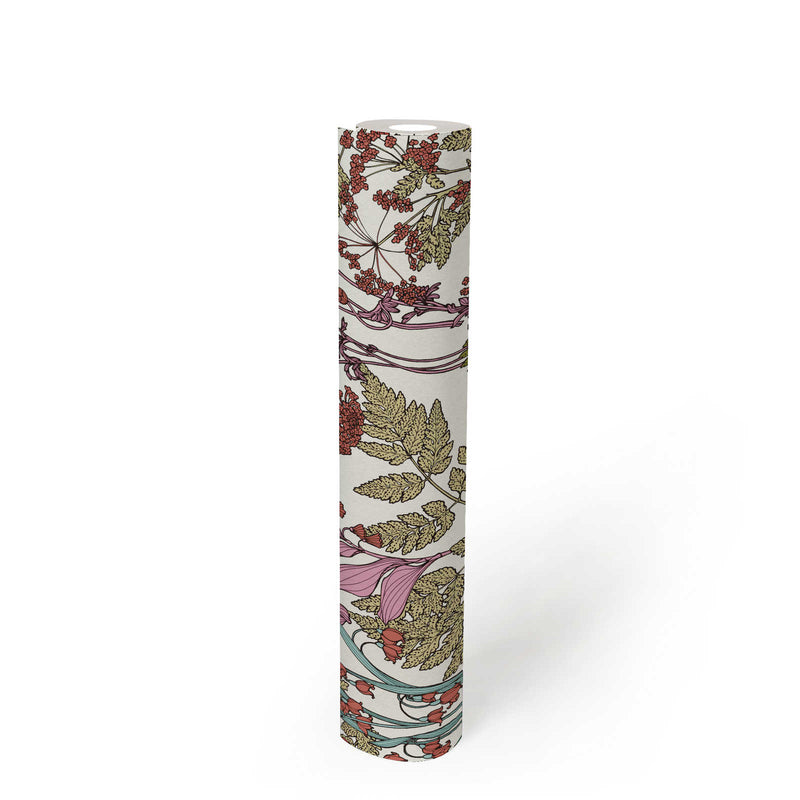 Floral Wallpaper - Cream/Green