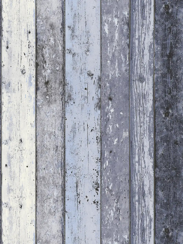 Sample - Distressed Wood Wallpaper - Blue
