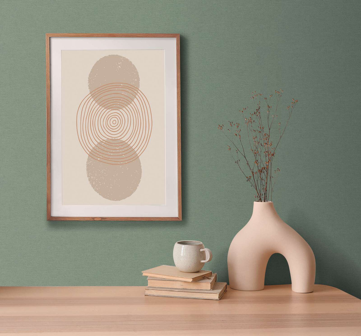 Retro Plain Chic Vinyl Wallpaper – Sage