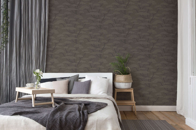 Nara Tree Wallpaper - Charcoal