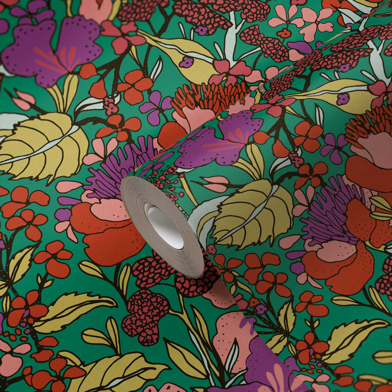 Floral Impression Wallpaper - Green