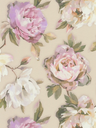 Watercolour Rose Wallpaper - White, Purple & Taupe