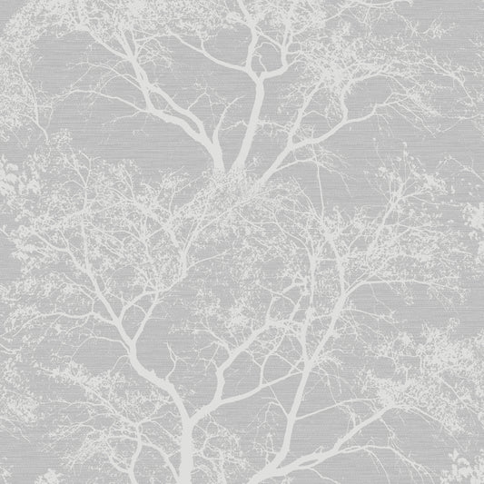 Whispering Tree Wallpaper - Grey Glitter