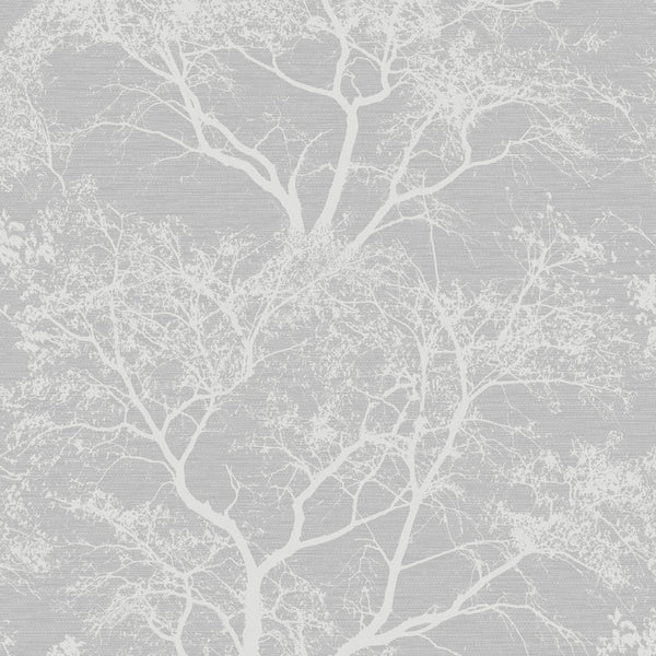 Sample - Whispering Tree Wallpaper - Grey Glitter