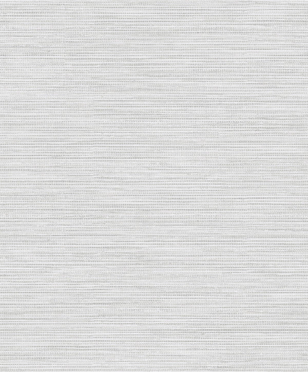 Sample - Bambara Vinyl Grasscloth Wallpaper - White Plain