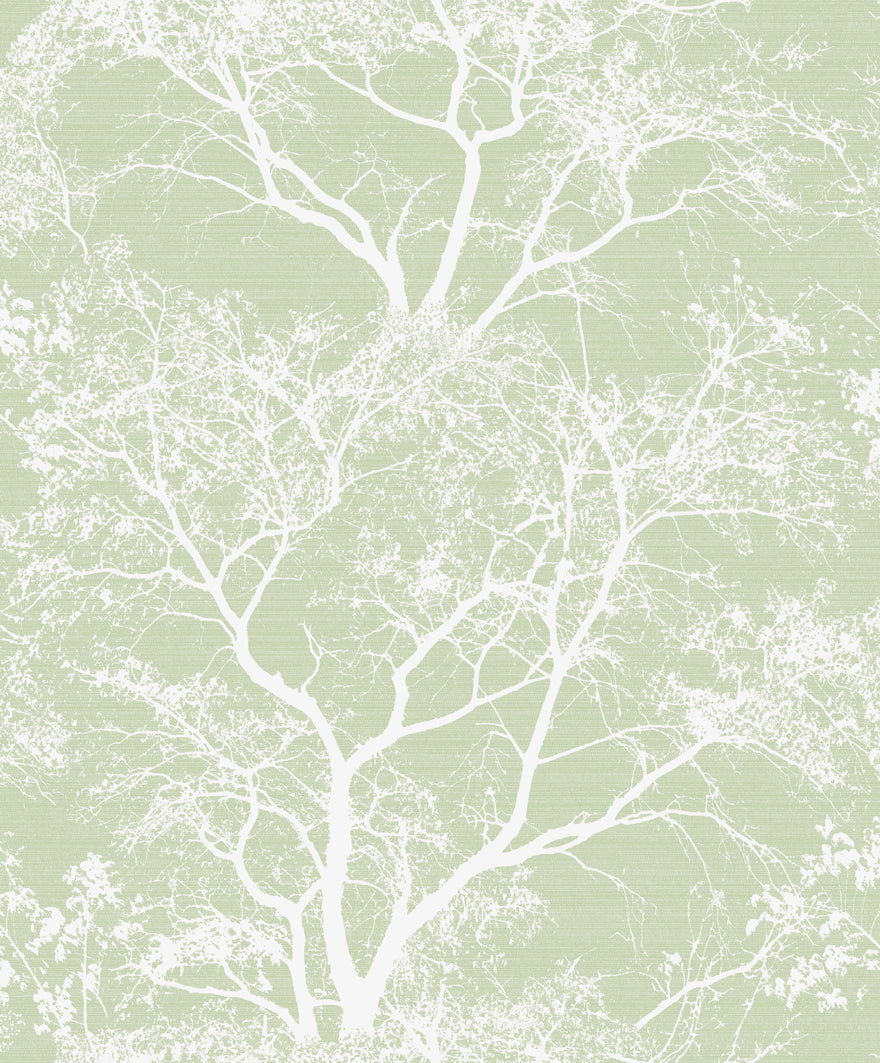 Whispering Tree Wallpaper - Green Glitter