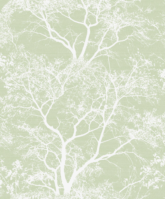 Whispering Tree Wallpaper - Green Glitter