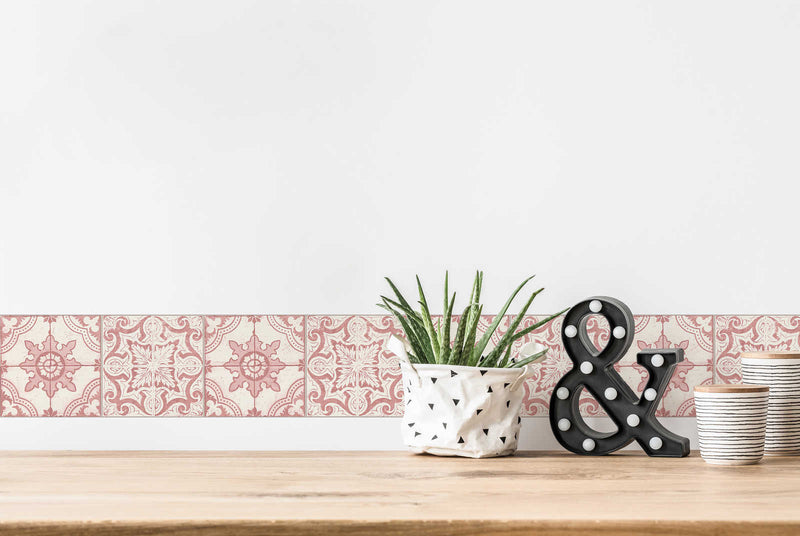Mosaic Border - Red and White - Self Adhesive