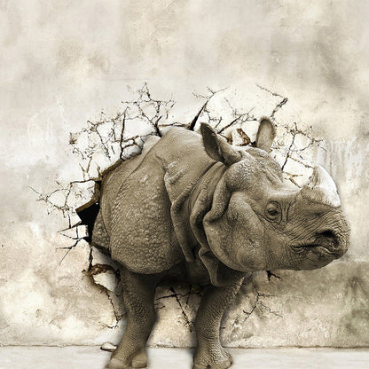 Rhino Breakthrough - Custom Sized Wallpaper Mural (per m2)