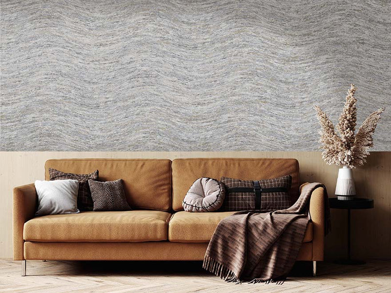 Nexus - Distressed Metallic Wave Wallpaper - Grey