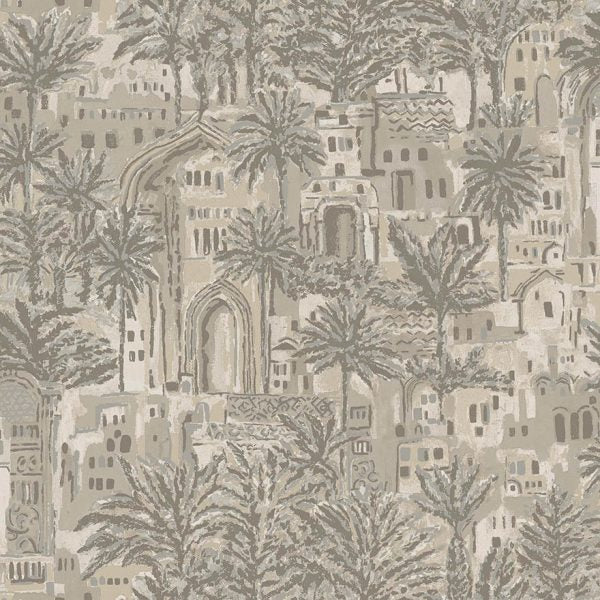 Tipaza - Metallic Palms Wallpaper - Beige