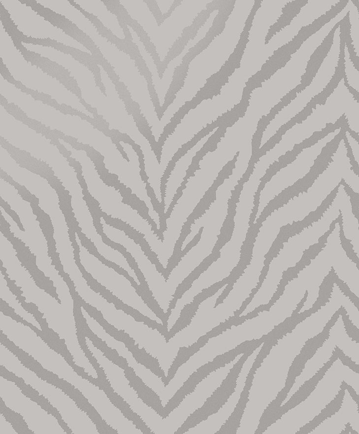 Zahara - Tiger Print Wallpaper - Grey
