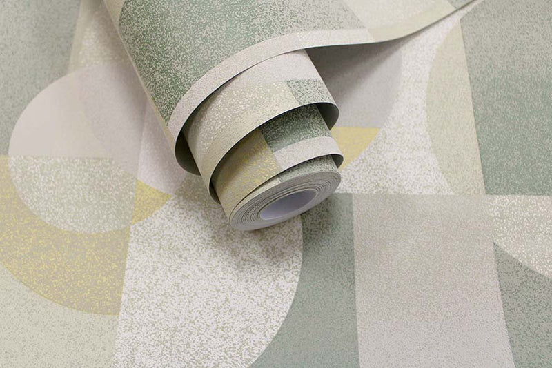 Venn - Mid-Century Geometric Wallpaper - Green- Discontinuing