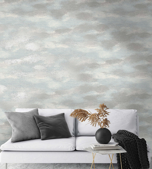Stratus - Metallic Cloud Wallpaper - Blue - Last Roll