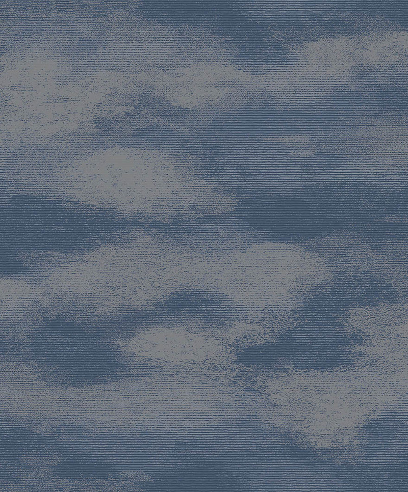 Stratus - Metallic Cloud Wallpaper - Navy