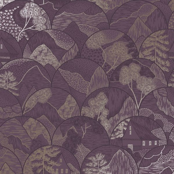 Sample - Teshio Wallpaper - Asian metallic wallpaper - Plum- Discontinuing
